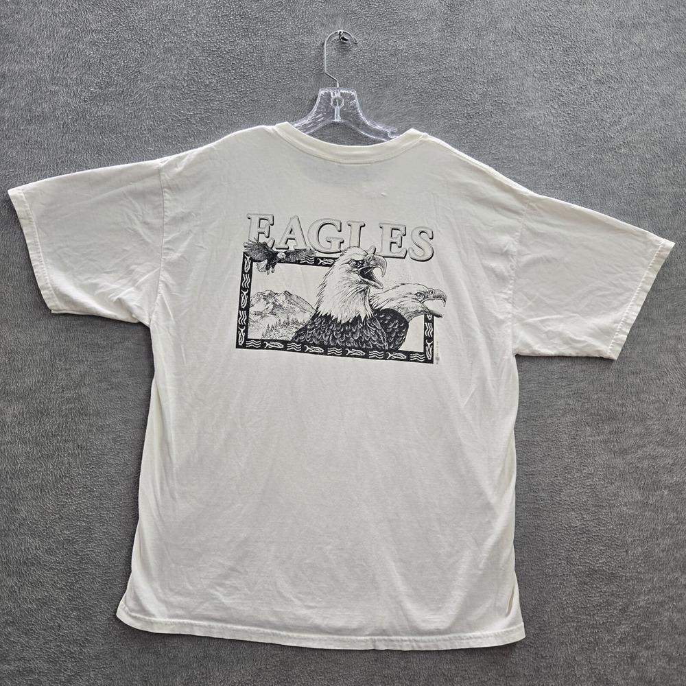 VINTAGE Del Sol Men Shirt XL White Alaska Eagles 2000 Graphic Crew Neck Tee READ
